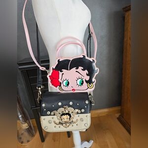 Betty Boop Black and Pink Crossbody Bag Set